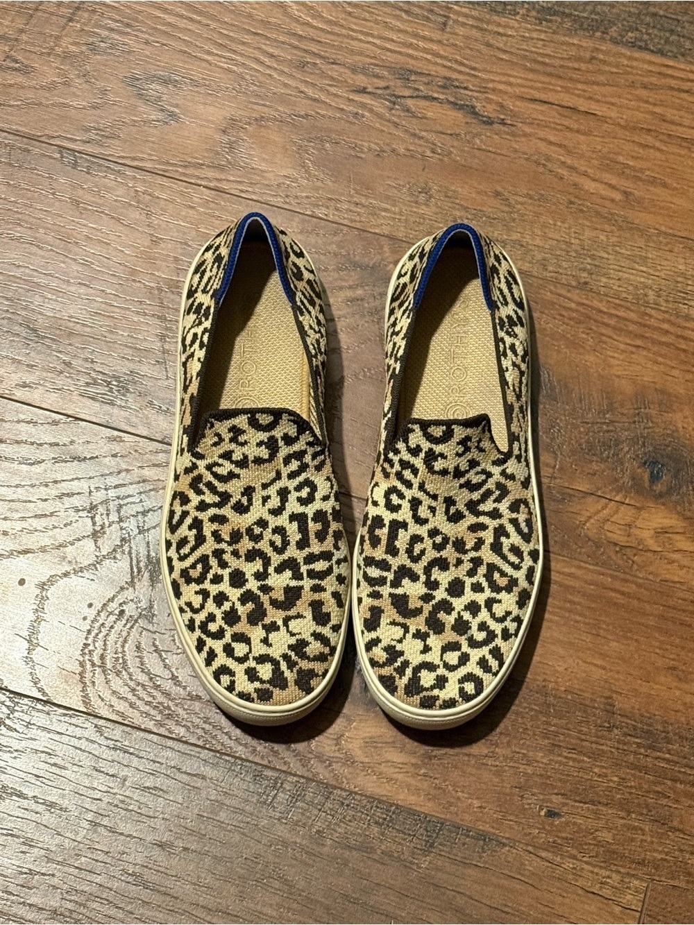 Rothy's Leopard Print Slip-On Flats in Tan and Black